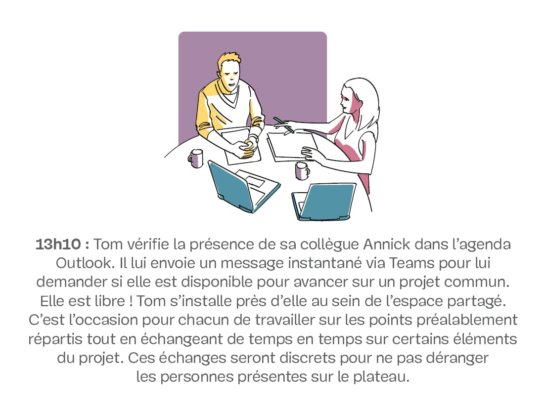 Un homme et une femme discutant à une table