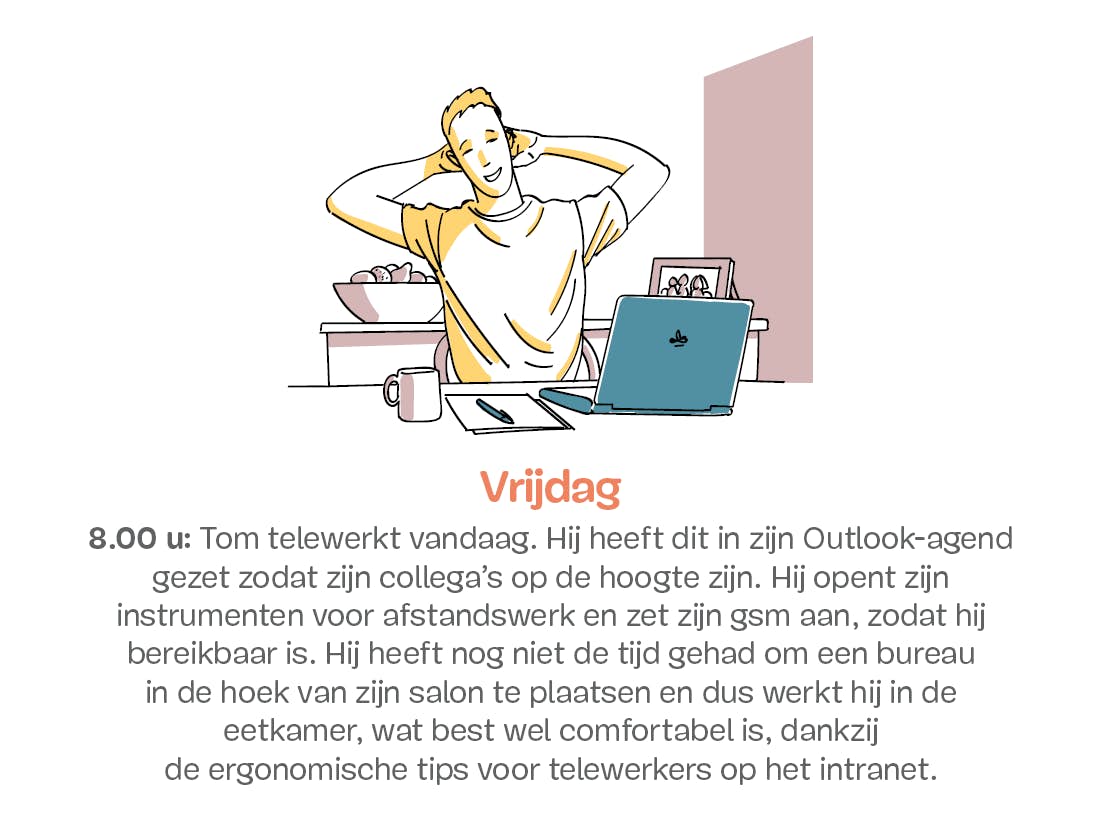 Man aan het werk thuis op laptop