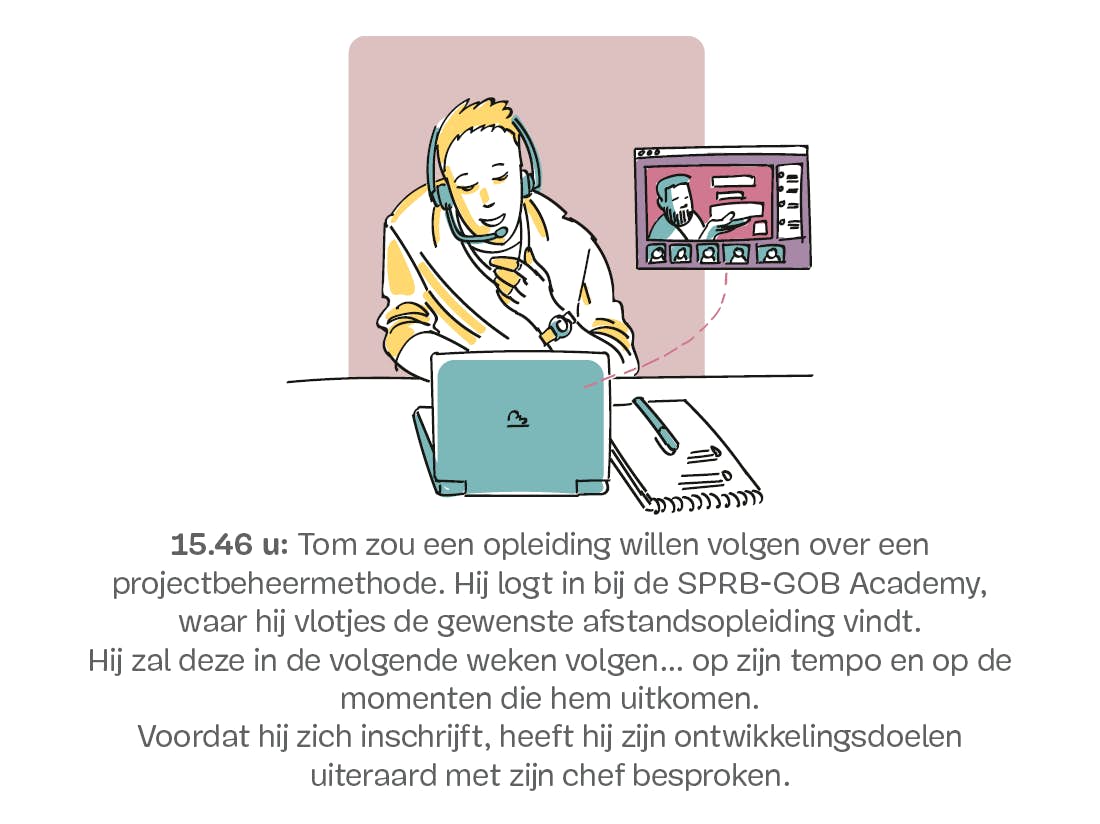 Man doet een videoconferentie op een laptop