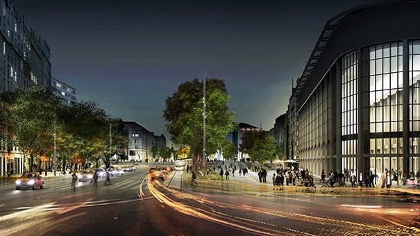 Nachtzicht van de boulevard.